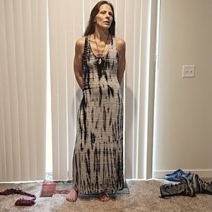 Tie dye and striped long dress